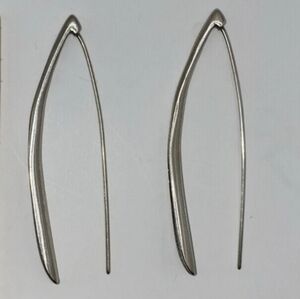 Rare Silpada Oxidized 925 Sterling Silver Folded Threader Earrings